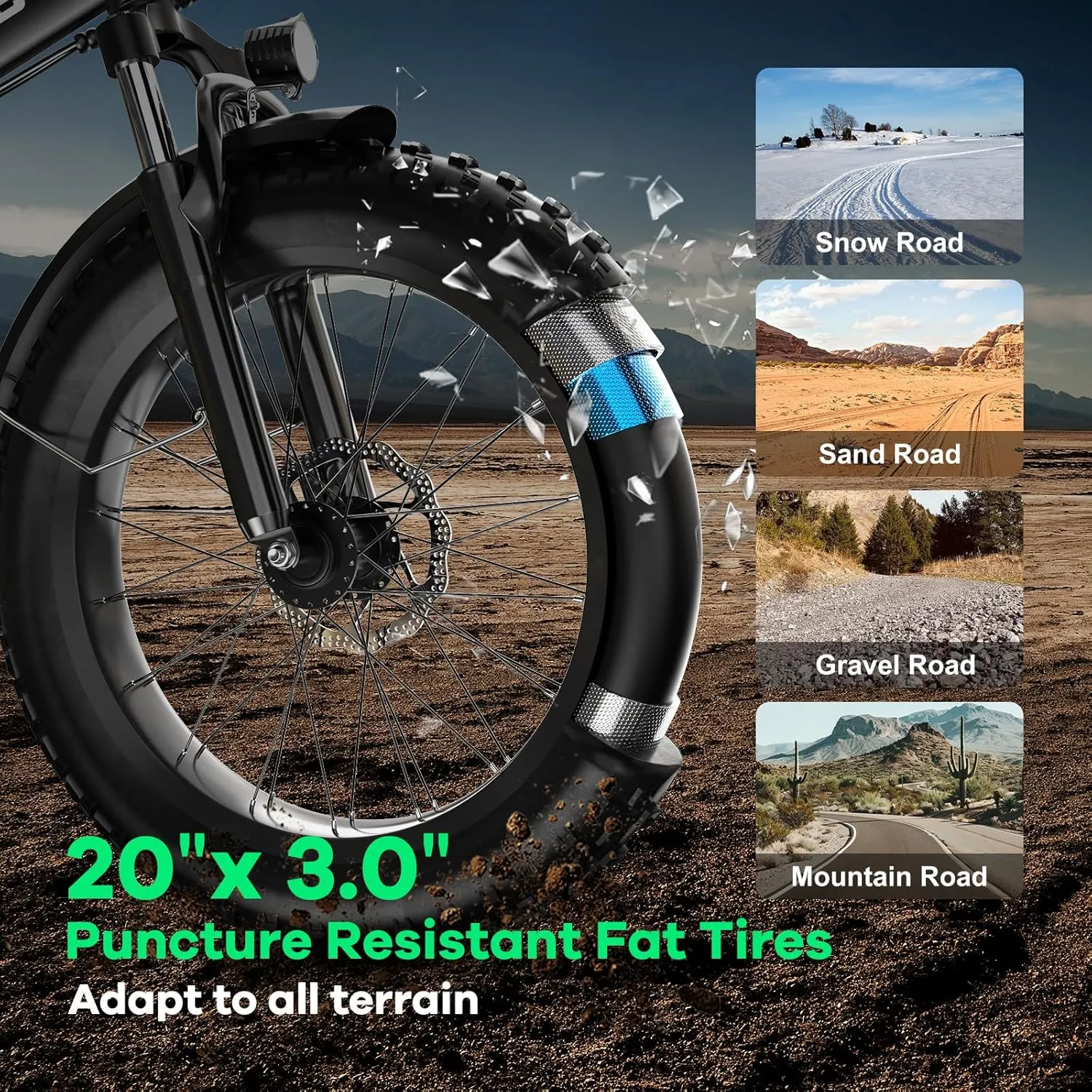 Foldable Electric Bike for Adults, 30 MPH, 48V 20Ah Removable Lithium Battery up to 80Miles, 20" Fat Tire 1000W Peak Motor Dirt Ebike Adult Electric Bicycle for Commute Beach Mountain E Bike