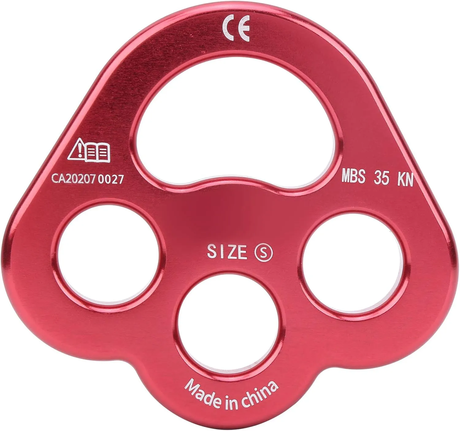 for claw Rigging Plate, 3 Hole Force Rigging Plate, Descender Plate, for claw Rigging Plate long-lasting Climbing Equipment for Outdoor Adventures (red)