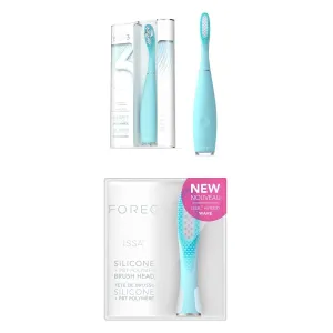FOREO ISSA 3 Mint Rechargeable Electric Ultra-Hygienic Sonic Toothbrush with Silicone & PBT Polymer BristlesFOREO ISSA Hybrid Wave Brush Head Mint, Medical-