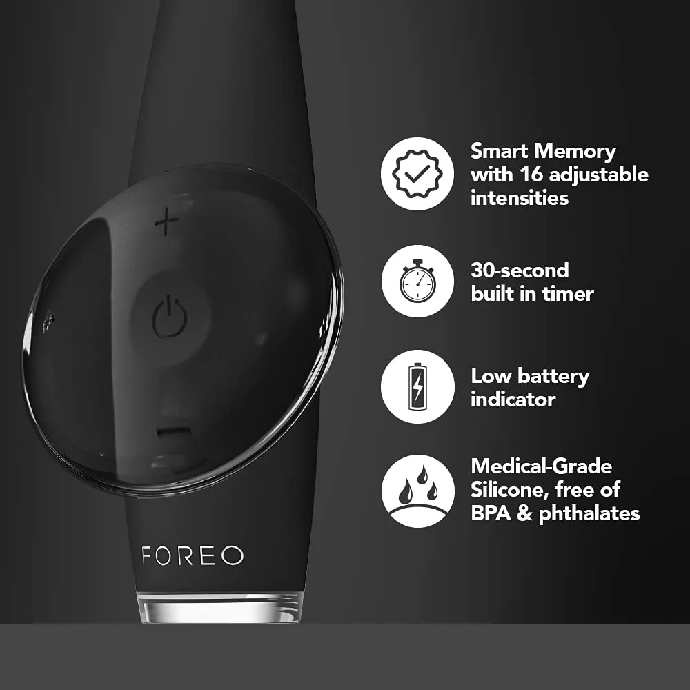 FOREO ISSA Black, Rechargeable Electric Ultra-Hygienic Sonic Toothbrush with Silicone & PBT Polymer Bristles