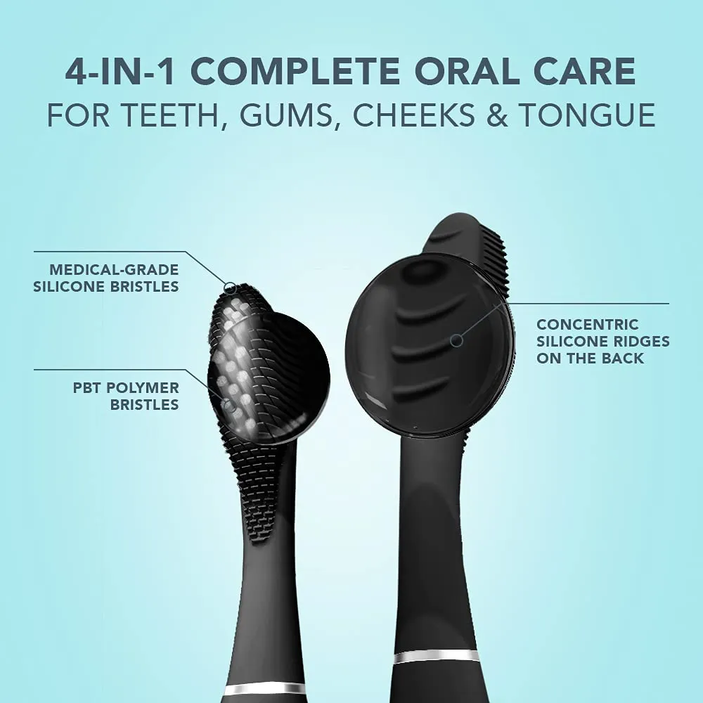 FOREO ISSA Black, Rechargeable Electric Ultra-Hygienic Sonic Toothbrush with Silicone & PBT Polymer Bristles