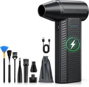 FOURQ F4 Electric Air Duster-130000RPM Super Power Cordless Air Duster,Use Brushless Motor,4-Gear Adjustable Dust Blower Replace Compressed air can for Computer,Keyboard,Outdoor,House and Car（Black）