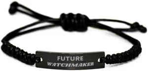 Funny Watchmaker Gifts, Future Watchmaker, Birthday Congratulations Graduation Unique Black Rope Bracelet For Watchmaker, Students, Men, Women, Friends