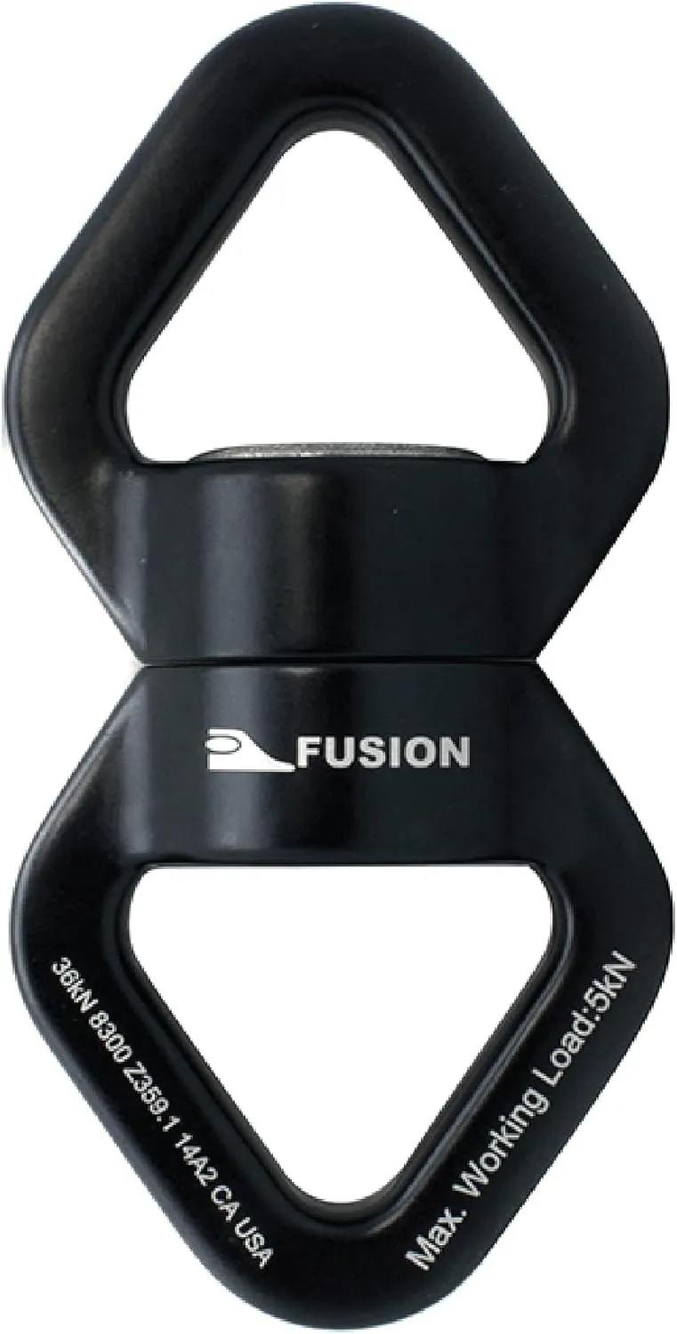 Fusion Climb Delta Swivel - Safest Rotational Device Hanger for Web Tree Swing, Therapy Swing, Aerial Dance, Rock Climbing, Hanging Hammocks (FP-8300-BLKBLK)