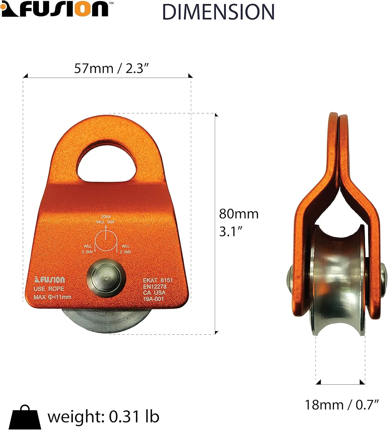 Fusion Climb Ekat Micro Aluminum Side Swing Pulley, Backyard Zipline, Trolley