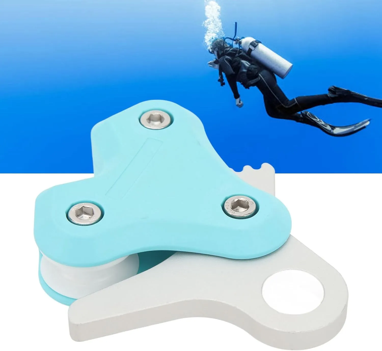 Fydun 250kg High Efficiency Aluminum Alloy Universal Freediving Pulley Rope Retractor and Reel for Underwater Adventures