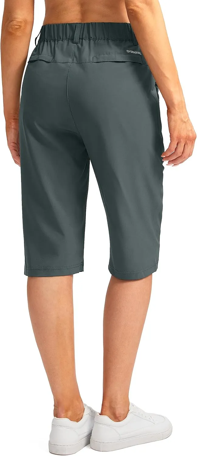 G Gradual Women's Long Hiking Cargo Shorts 13" Knee Length Lightweight Quick Dry Bermuda Shorts for Women with 5 Pockets