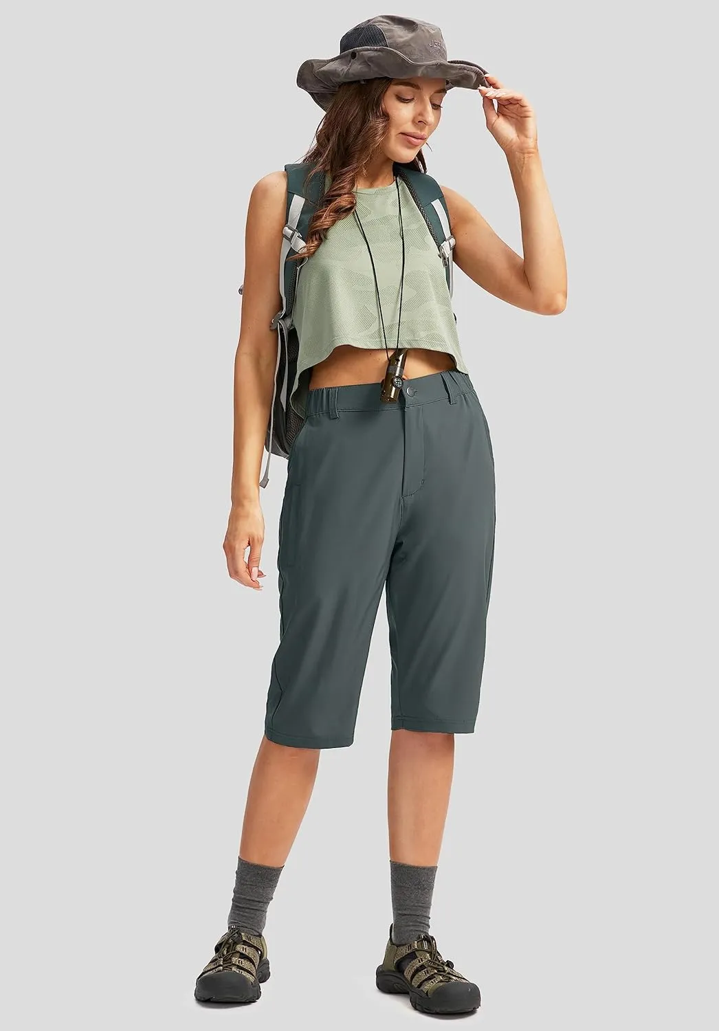 G Gradual Women's Long Hiking Cargo Shorts 13" Knee Length Lightweight Quick Dry Bermuda Shorts for Women with 5 Pockets