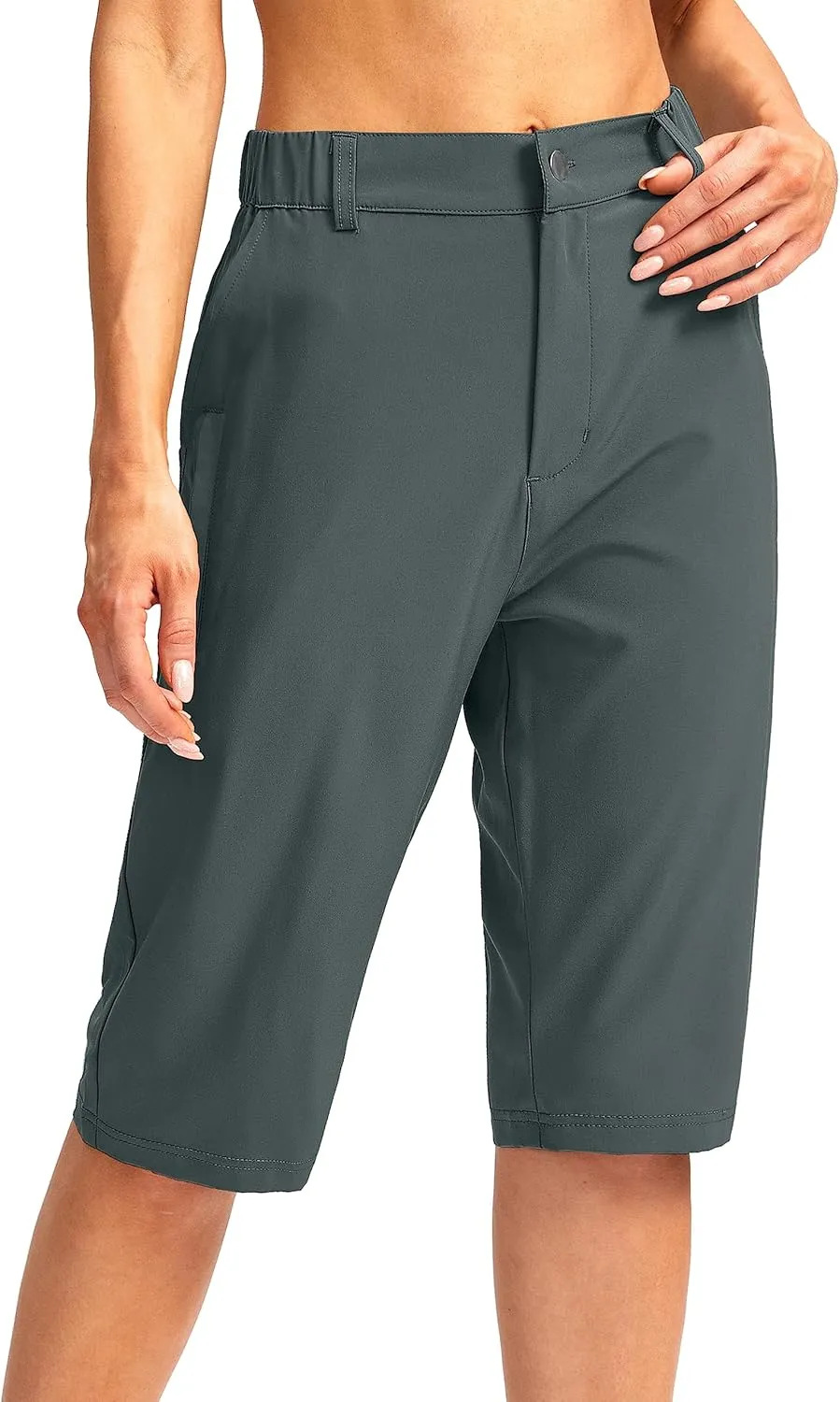 G Gradual Women's Long Hiking Cargo Shorts 13" Knee Length Lightweight Quick Dry Bermuda Shorts for Women with 5 Pockets