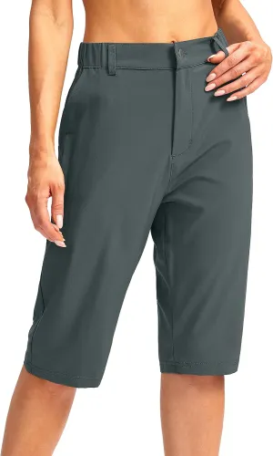 G Gradual Women's Long Hiking Cargo Shorts 13" Knee Length Lightweight Quick Dry Bermuda Shorts for Women with 5 Pockets