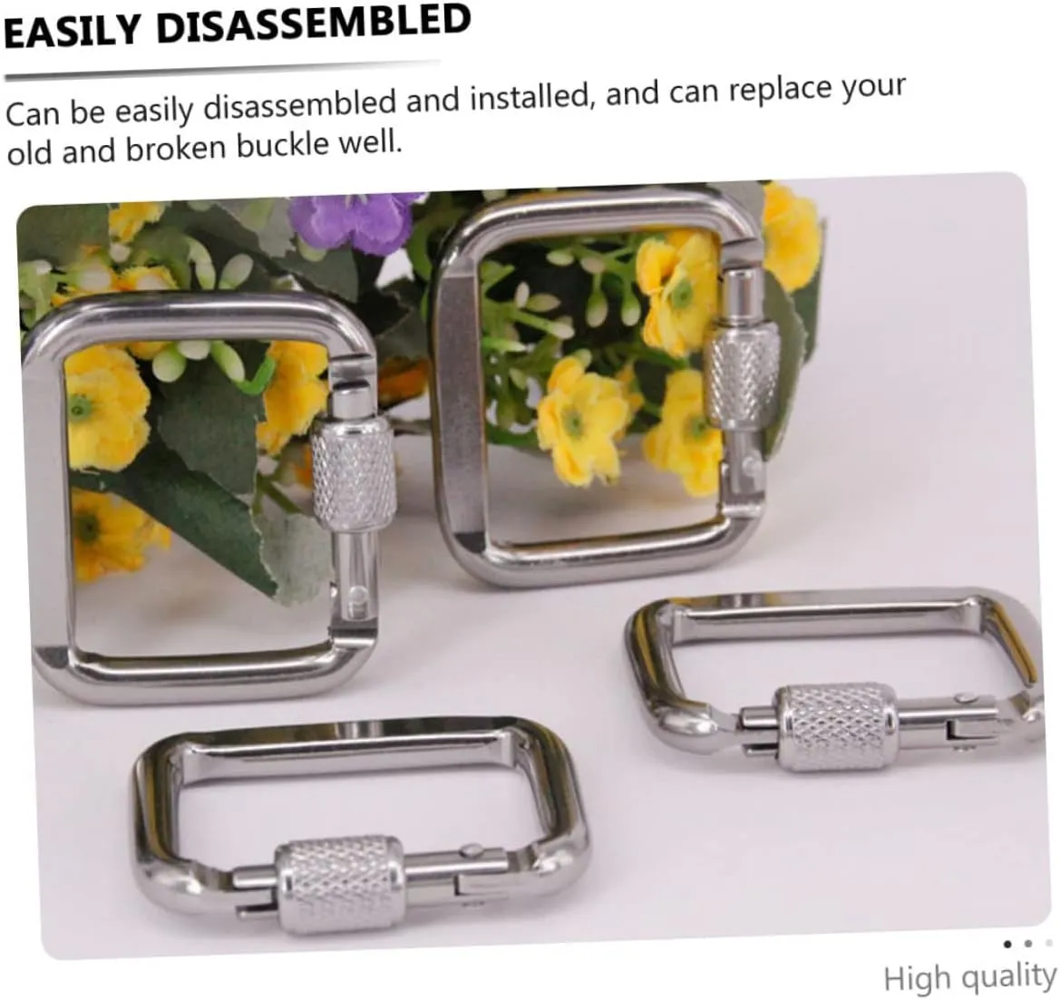 GALPADA Outdoor Safety Buckle Closures Carabiner Square Climbing Silver Sterling Key Mouth-Shaped Buckle