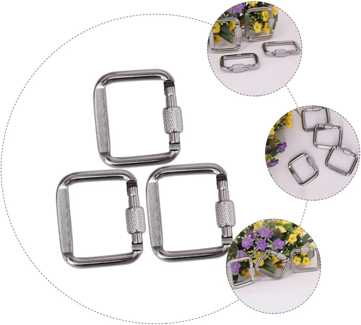 GALPADA Outdoor Safety Buckle Closures Carabiner Square Climbing Silver Sterling Key Mouth-Shaped Buckle