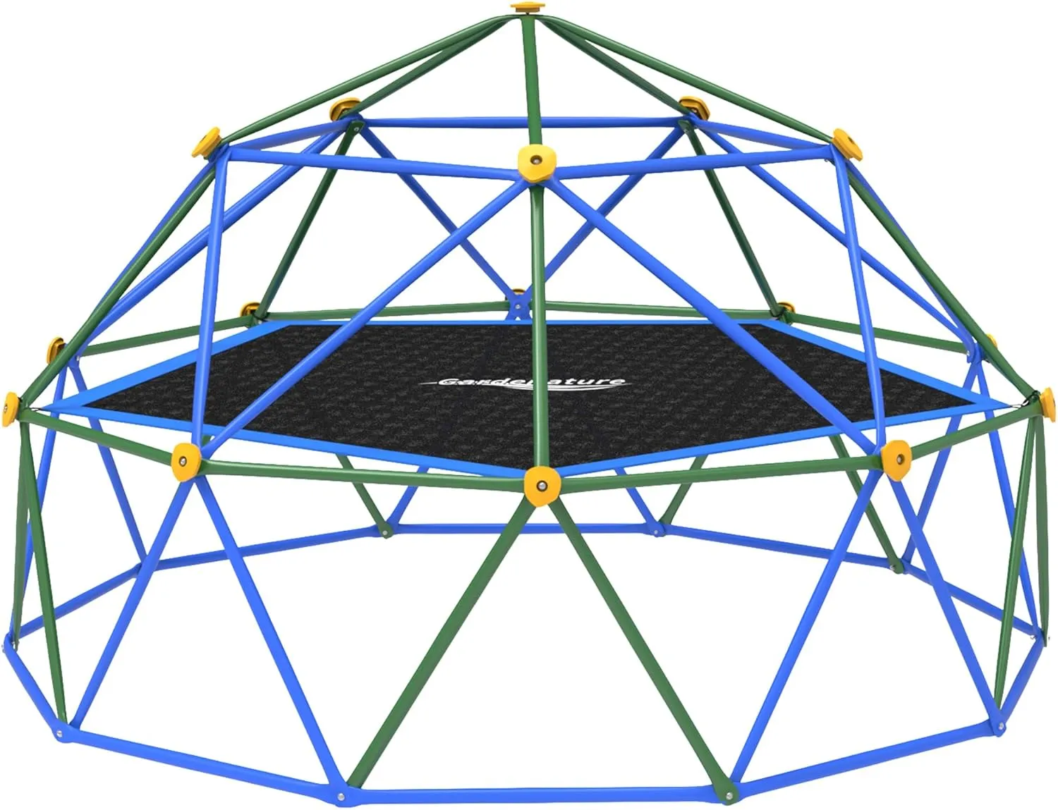 Gardenature 10FT Climbing Dome with Hammock, Outdoor Jungle Gym for Kids, Geometric Dome Climber Supporting 880 Lbs Anti-Rust Metal Outdoor Play Structure ASTM Approved Blue & Green