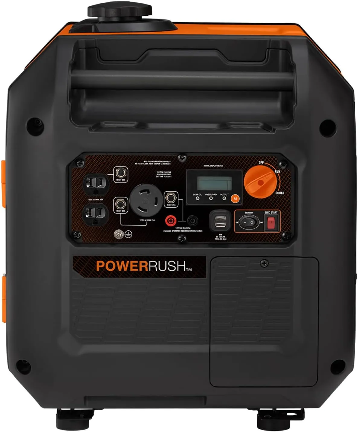 Generac 3,500-Watt Gas-Powered Portable Inverter Generator - Electric Start - Lightweight Enclosure Design for Ultra-Quiet Performance - COsense Technology - Perfect for Home use - Orange/Black