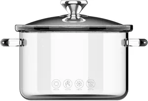 Glass Saucepan for Cooking High Borosilicate Stovetop Cooking Pot with Lid and Handle, Heat Resistant Glass Cooking Pot for Pasta Noodle Soup Milk Food, Refrigerator and Microwave Safe,3.5L