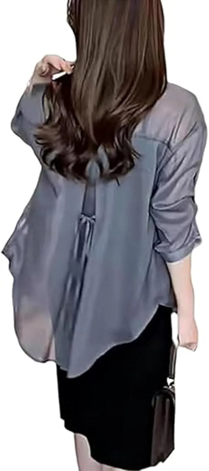 Gloryboom Summer Sunscreen Chiffon Shirt,Gloryboom Silk Sunscreen Shirt,Uv Blocking, Breathable, Fast Drying