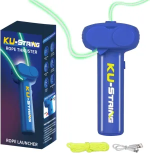 Glow in The Dark String, Portable Rope Launcher Outdoor Fidget Toy, Game Shooter Flying a Glowing KU String Loop in The Air for Endless Tricks, Perfect STEM Gift for Kids & Adults