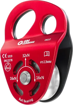 GM CLIMBING 32kN Double Tie-in Hitch Pulley CE UIAA Certified Hitch Tender Advance Prusiks for Arborist Tree Climbing Positioning Lanyards