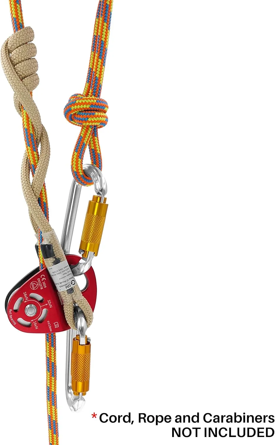 GM CLIMBING 32kN Double Tie-in Hitch Pulley CE UIAA Certified Hitch Tender Advance Prusiks for Arborist Tree Climbing Positioning Lanyards