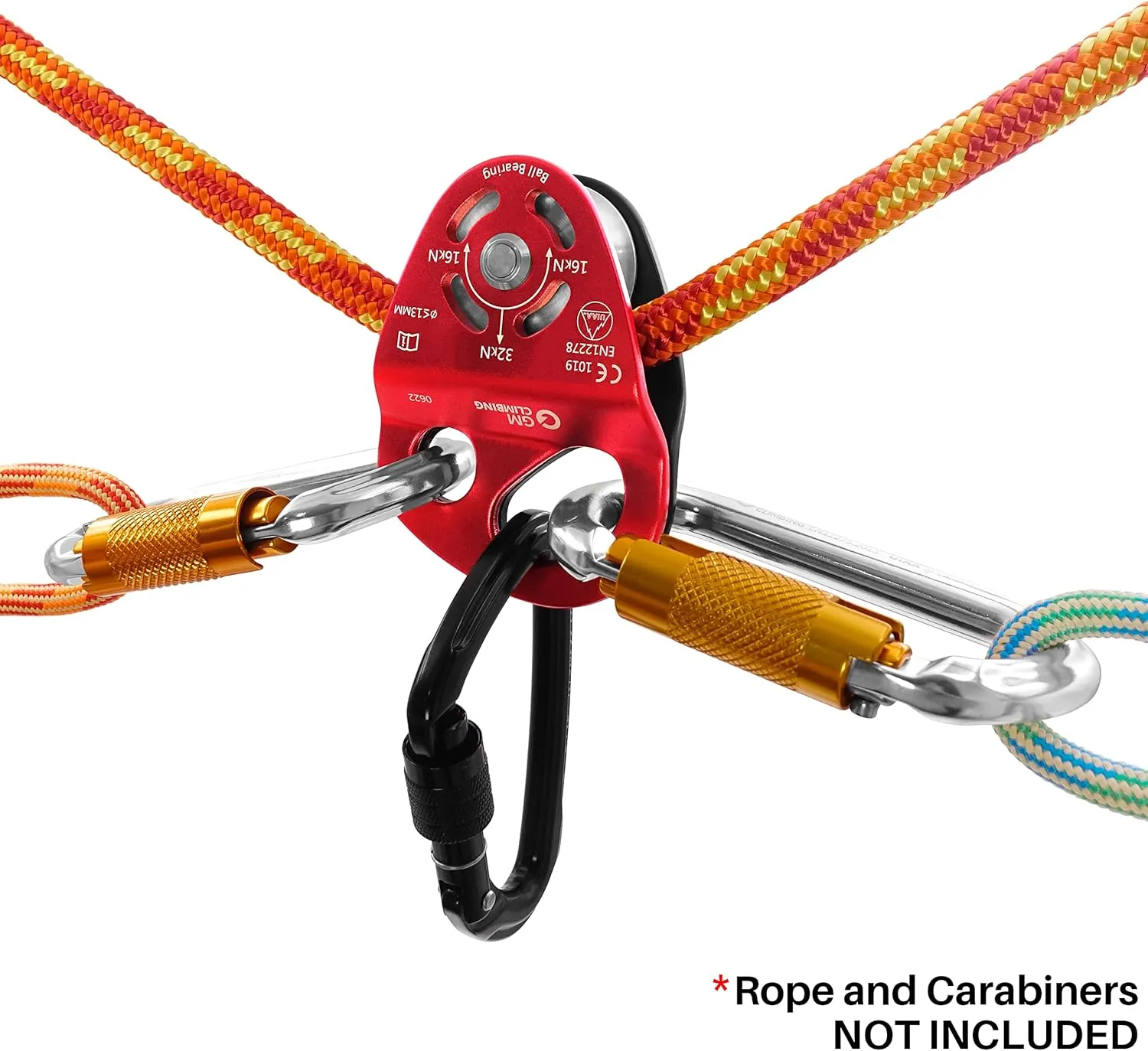 GM CLIMBING 32kN Double Tie-in Hitch Pulley CE UIAA Certified Hitch Tender Advance Prusiks for Arborist Tree Climbing Positioning Lanyards
