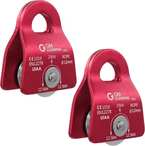GM CLIMBING Micro Prusik Minding Pulley 25kN CE UIAA Certified 12mm Single Pulley Mobile Side Plates for Arborist Rigging Climbing Rescue