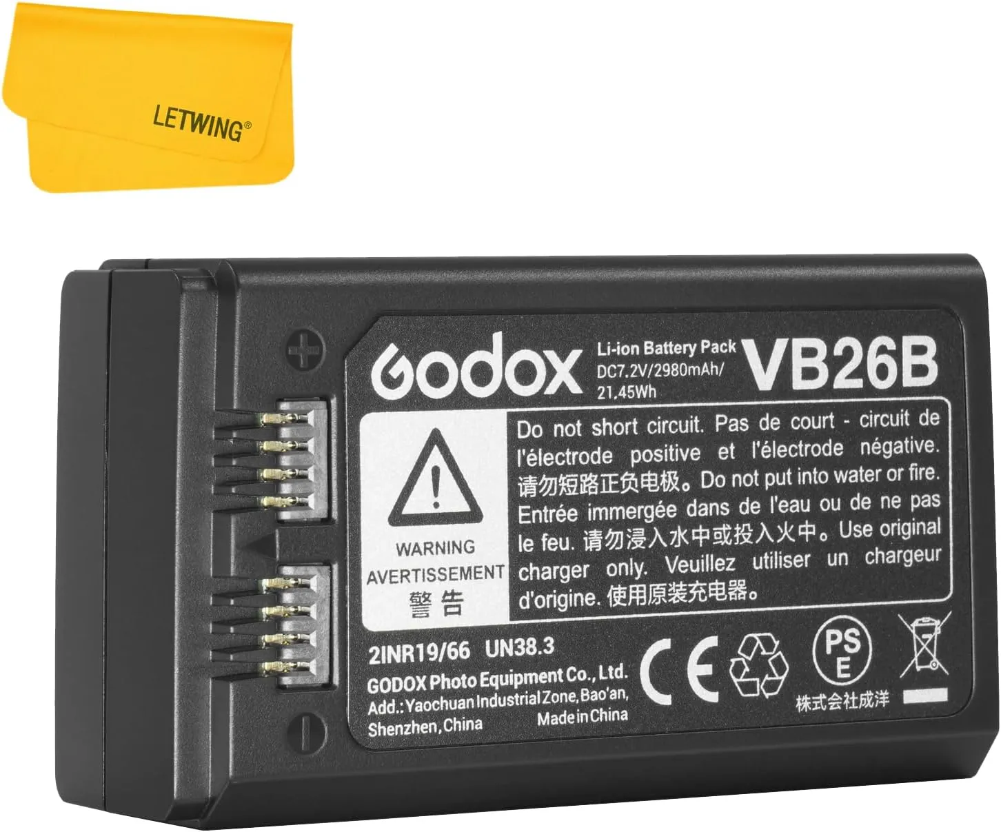GODOX V1 Battery VB26B VB26A VB26 Battery Replacement for V1-S V1-C V1-N V1-F V1-O V1-P V860III-S V860III-C V860III-N V860III-F V860III-O V850III AD100Pro Camera Flash Speedlite