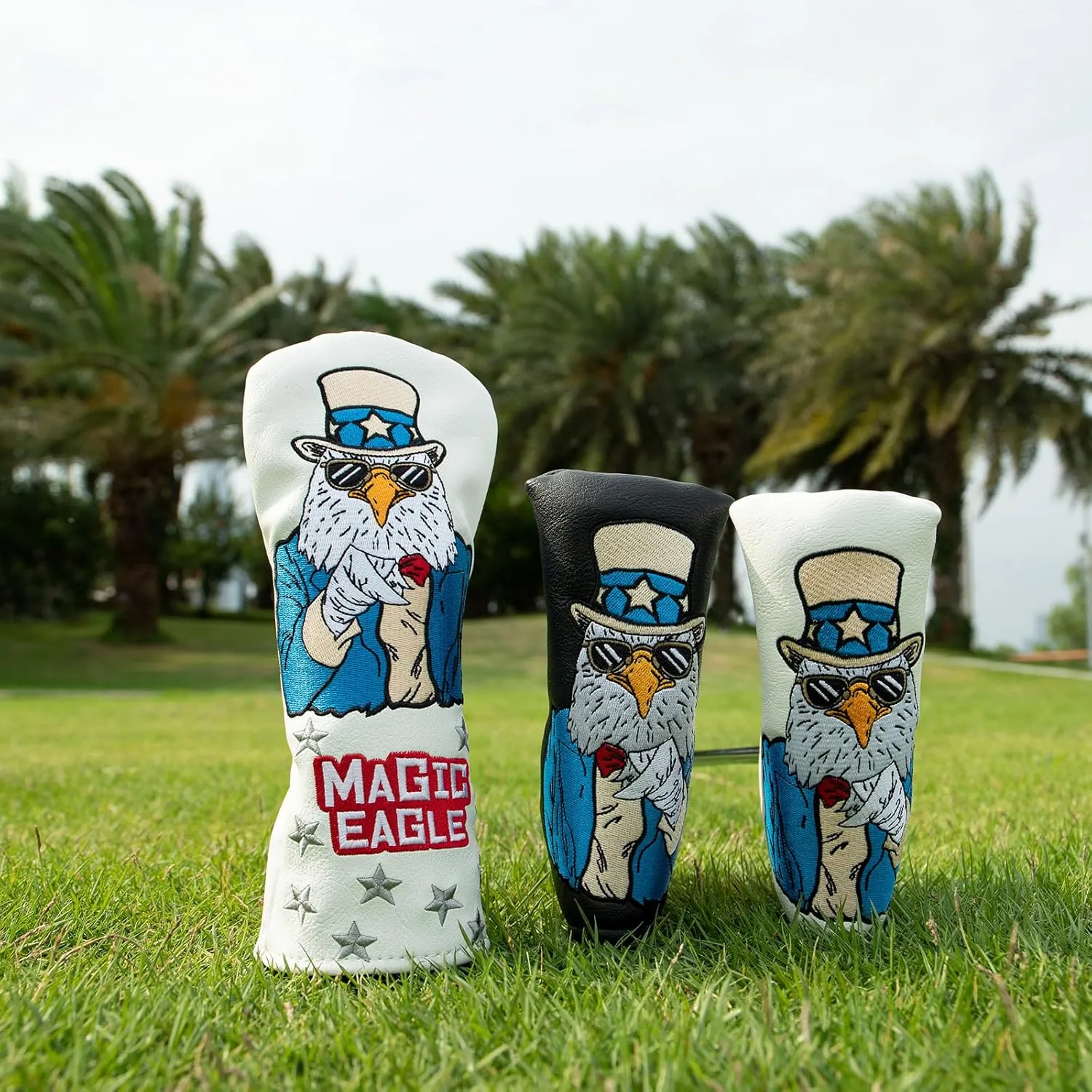 Golf Blade Putter Cover, USA Style Magic Eagle Elegant Embroidery Premium Leather Golf Blade Putter Headcover Putter Head Covers for Scotty Cameron Ping Taylormade Odyssey