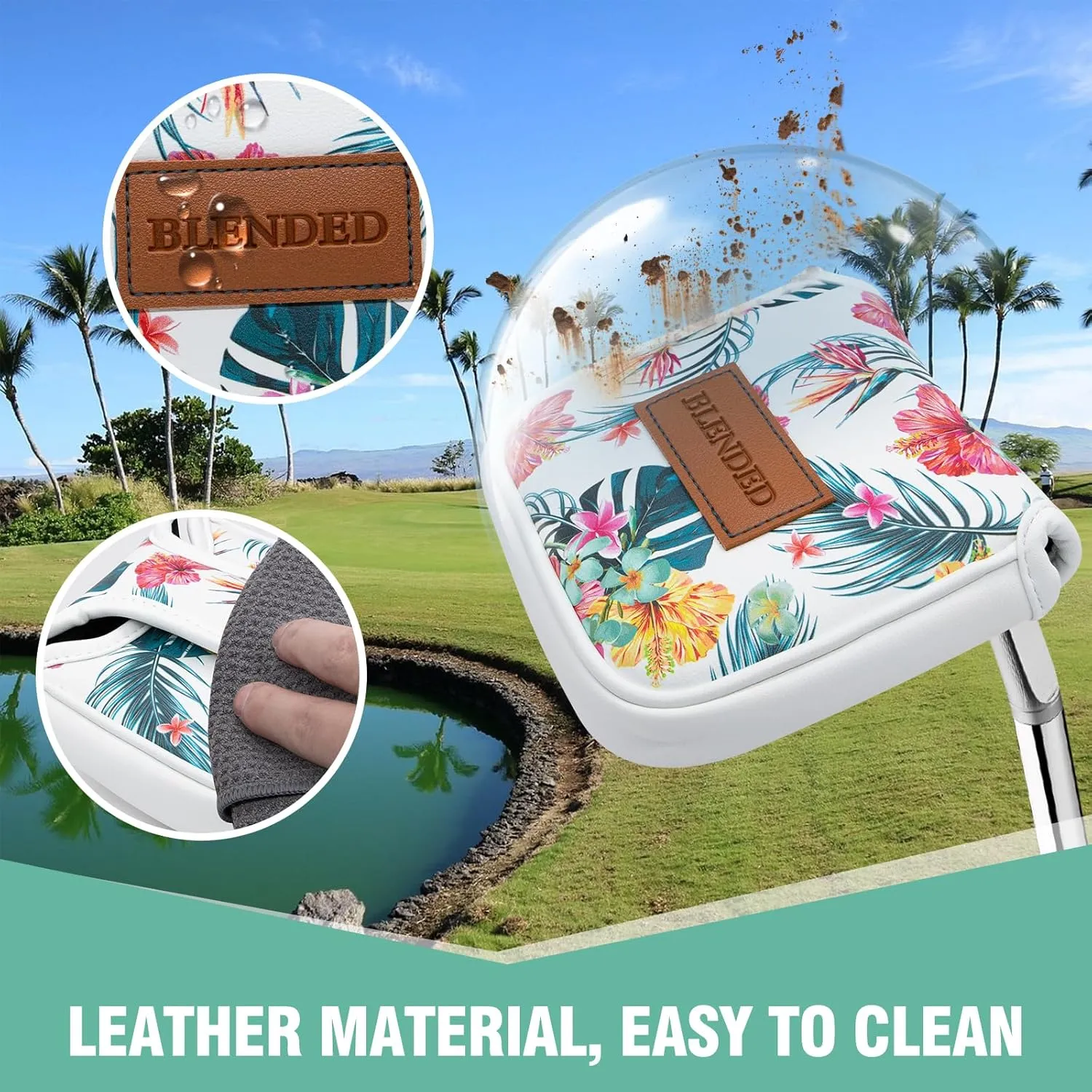 Golf Club Covers Driver Covers Fairway Wood Headcover Hybrid Cover Leather Mallet Putter Covers Blade Headcovers Golf Head Covers for Most Brand
