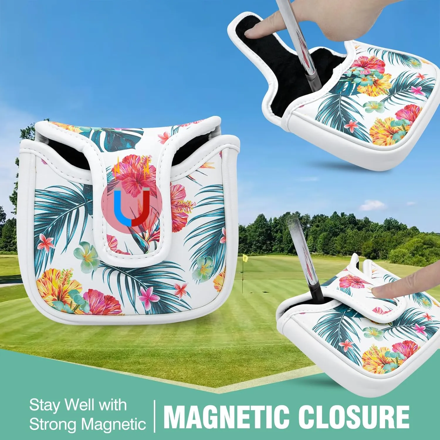 Golf Club Covers Driver Covers Fairway Wood Headcover Hybrid Cover Leather Mallet Putter Covers Blade Headcovers Golf Head Covers for Most Brand