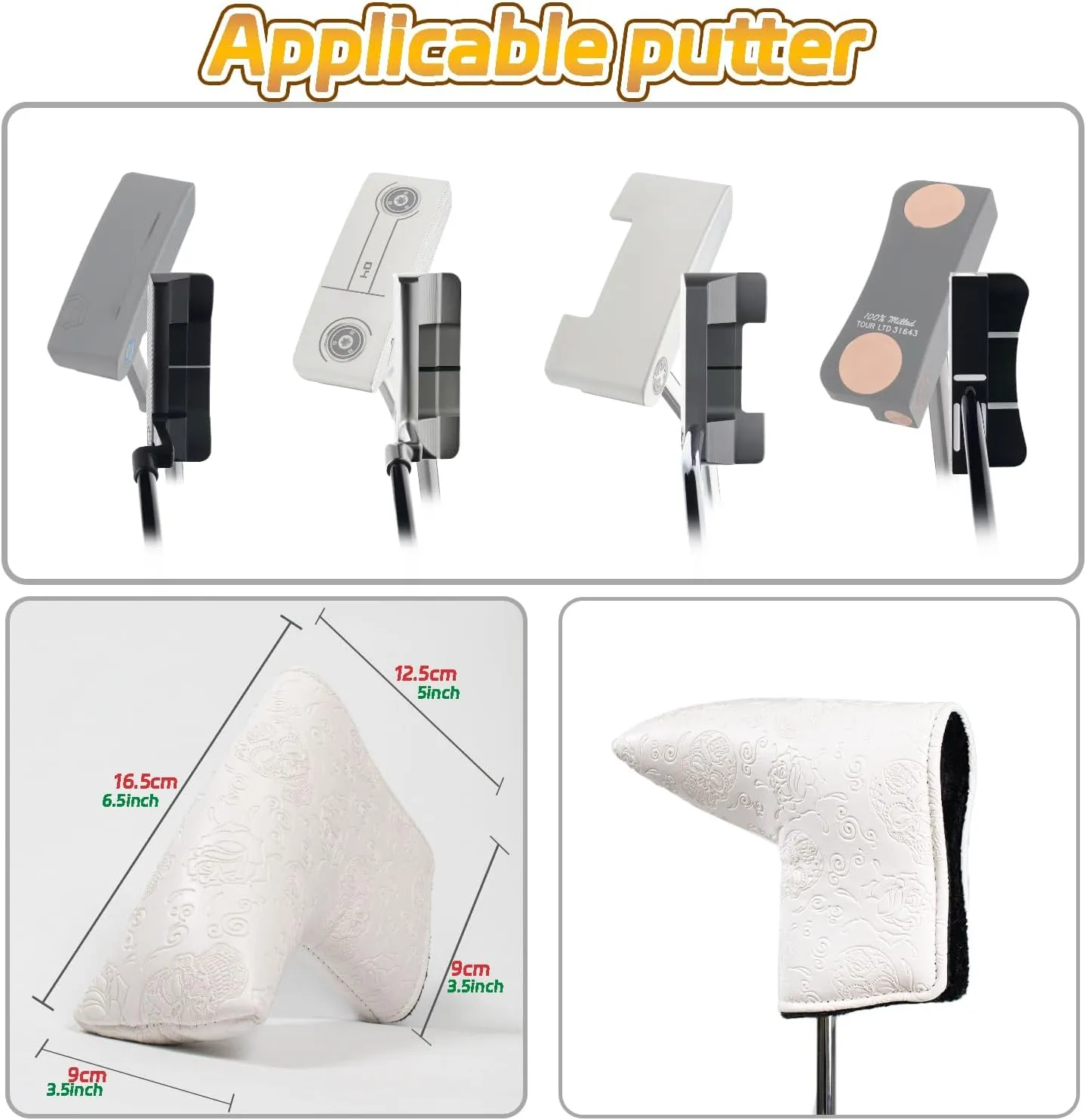 Golf Club Covers Fairway Wood Head Covers Hybrid Club Covers Leather Mallet Putter Covers Blade Head Covers Golf Club Head Covers Available for Most Brands