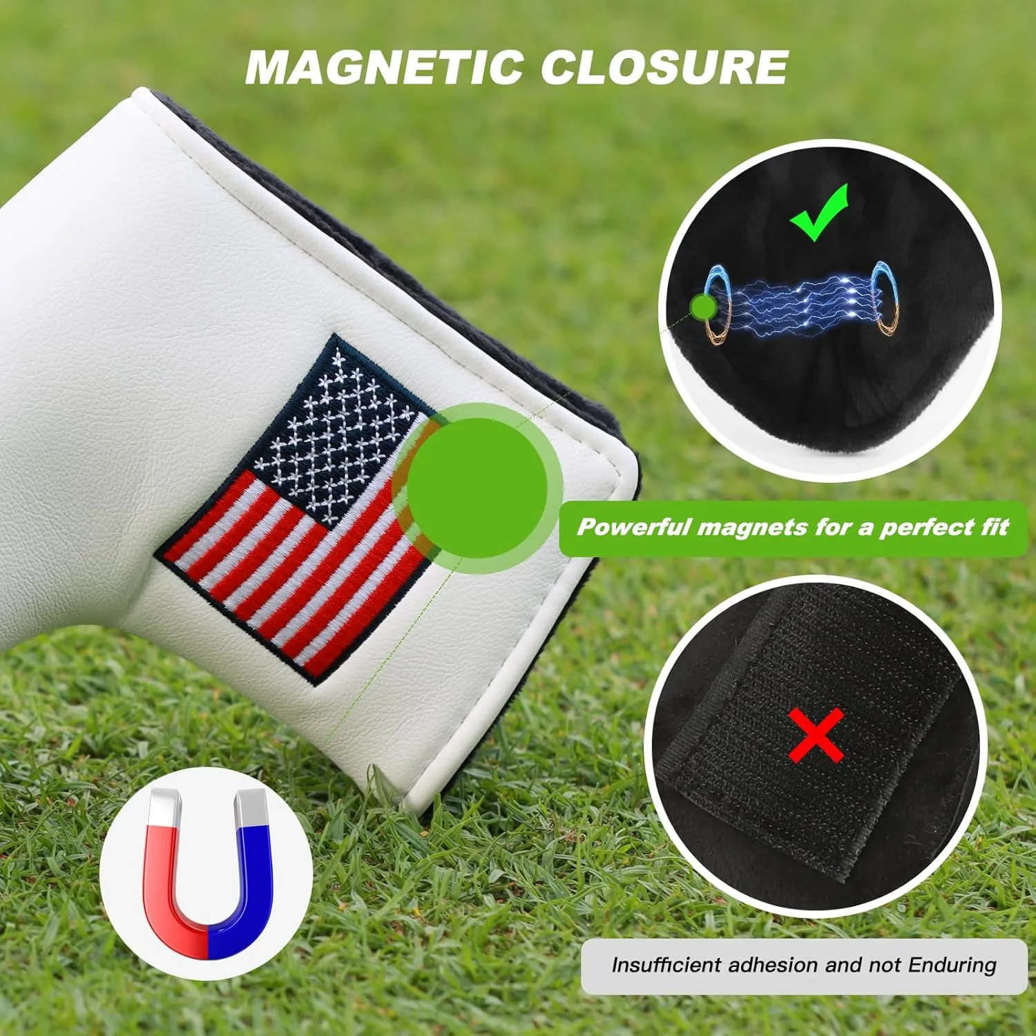 Golf Club Head Covers,4pcs or 1pc USA Golf Head Covers for Woods and Driver Fairway Hybrid - PU Leather Mallet Blade Putter for Men Women Golf Enthusiast