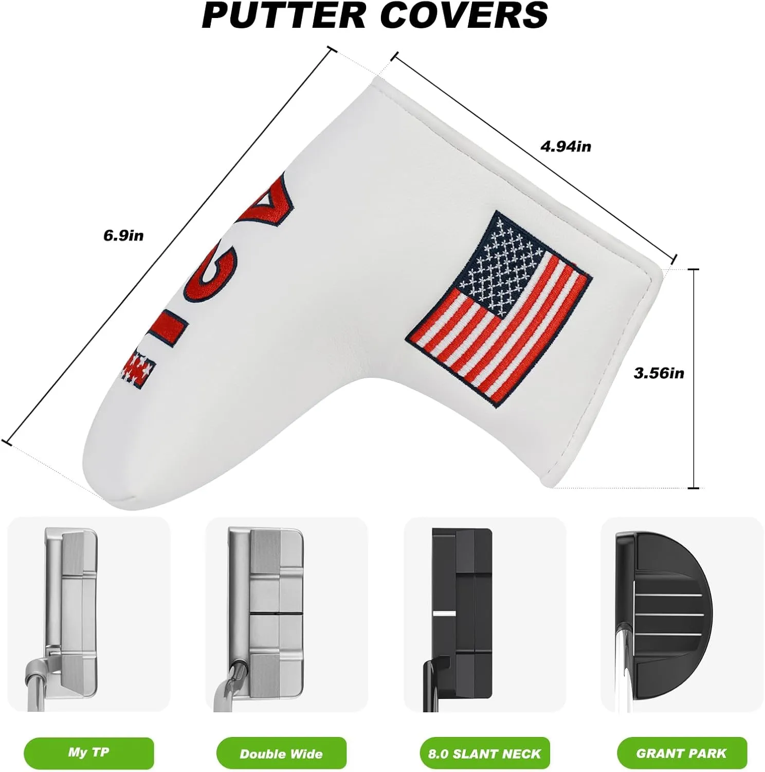 Golf Club Head Covers,4pcs or 1pc USA Golf Head Covers for Woods and Driver Fairway Hybrid - PU Leather Mallet Blade Putter for Men Women Golf Enthusiast