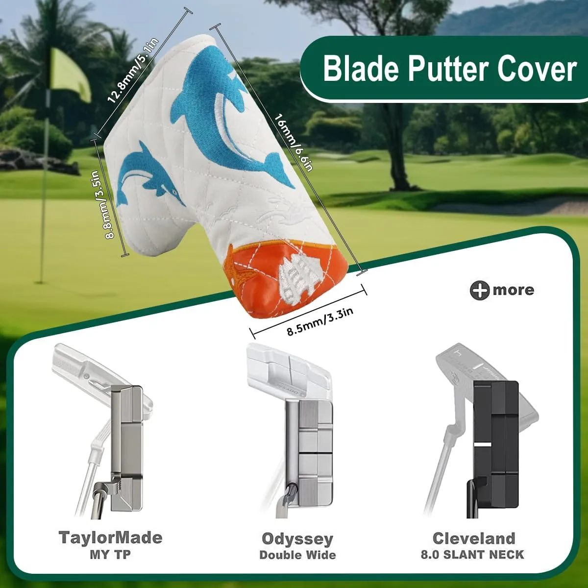 Golf Head Covers Blade Putter Cover Headcover Magnetic Closure Embroidered Fit for Most Brands Scotty Cameron Odyssey Blade Taylormade Ping ect.