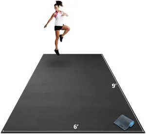 Gorilla Mats Premium Extra Large Exercise Mat – 9' x 6' x 1/4" Ultra Durable, Non-Slip, Workout Mat for Instant Home Gym Flooring – Works Great on Any Floor Type or Carpet – Use With or Without Shoes
