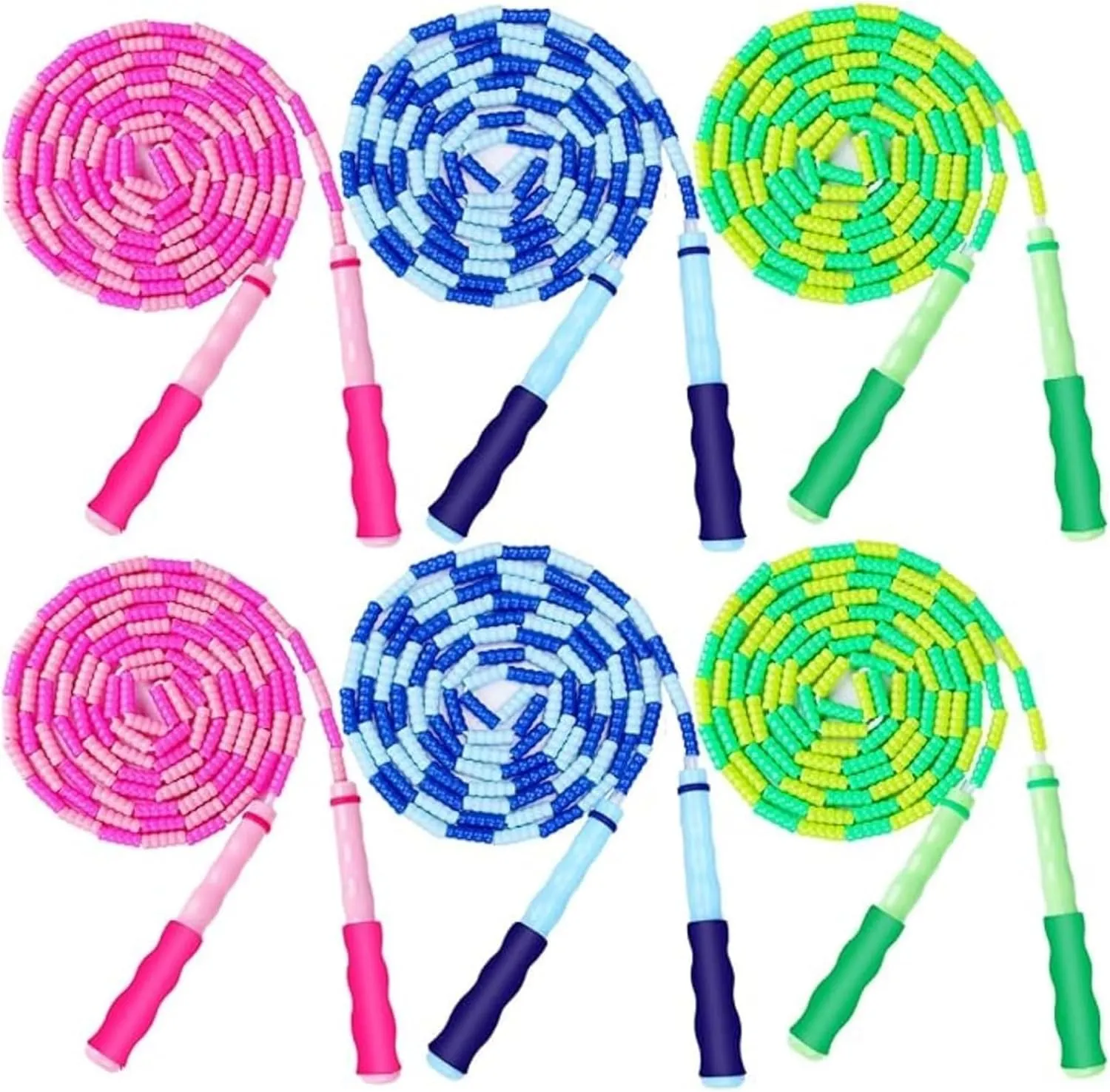 GRAWUN Jump Rope For Kids, Soft Beaded Jump Rope, Adjustable Length Tangle-Free Segmented Soft Beaded Skipping Rope，for Women, Men and Kids Keeping Fit, Workout and Weight Loss