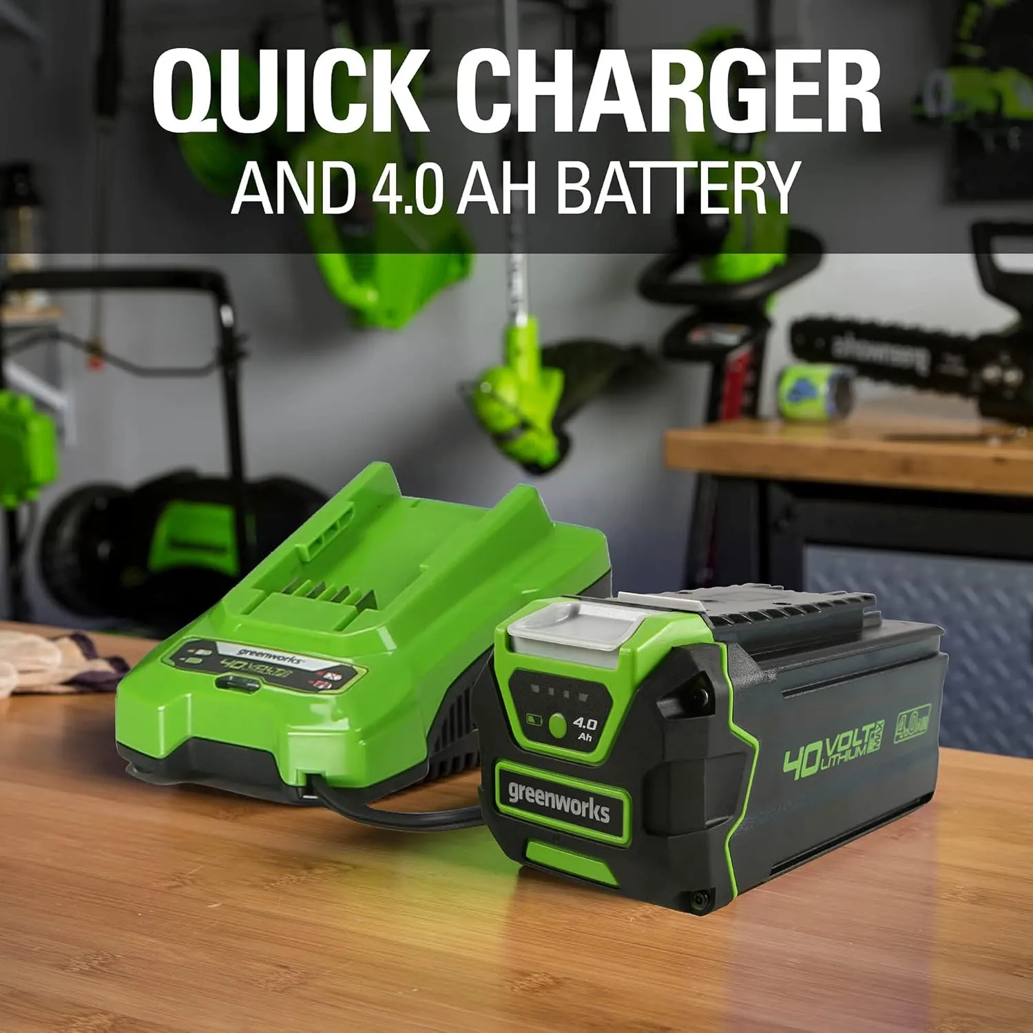 Greenworks 40V 16" Cordless Electric Lawn Mower   40V (300W) Power Inverter, 4.0Ah Battery and Charger Included