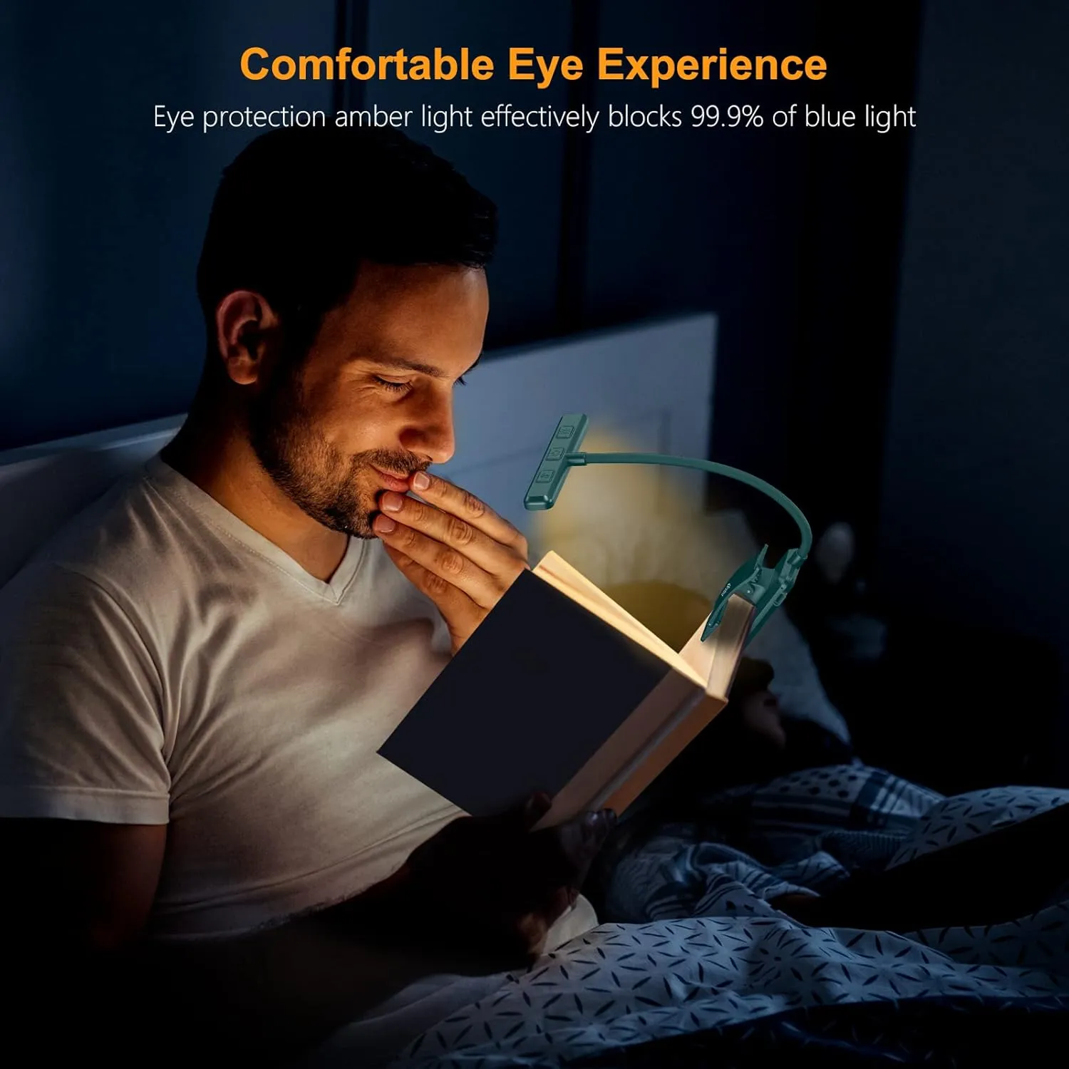 Gritin 19 LED Rechargeable Book Light for Reading in Bed with Memory Function- Eye Caring 3 Color Temperatures,Stepless Dimming Brightness,80 Hrs Runtime Clip on Light for Book Lovers-Blackish Green