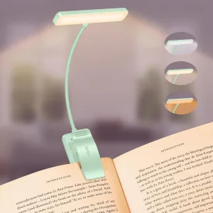 Gritin 19 LED Rechargeable Book Light for Reading in Bed with Memory Function- Eye Caring 3 Color Temperatures,Stepless Dimming Brightness,80 Hrs Runtime Clip on Light for Book Lovers-Cyan