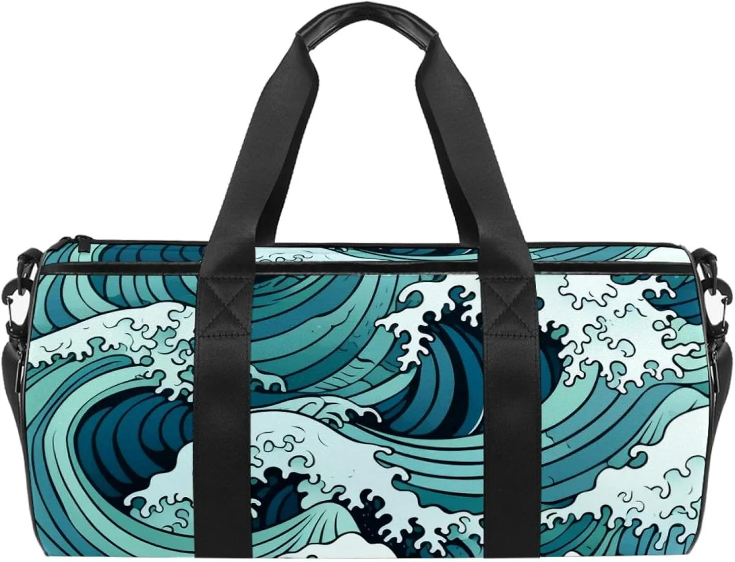 Gym Bag for Women,Small Gym Bag for Men,Sea Abstract Floral Waves,Overnight Bag