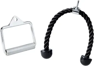Gym Cable Attachments - Durable Steel Tricep Rope, LAT Pull Down and D-Handle, Multi-Function Cable Machine Accessories for Tricep Pull Down, LAT Pulldown and Pulley Systems