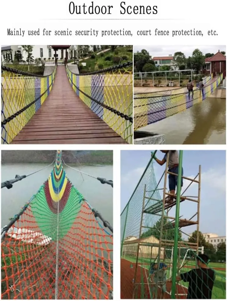 GZHERVICES Playground Safety Net - Heavy Duty Climbing Cargo Net for Kids, Outdoor Multicolored Net for Treehouse, Backyard, Jungle Gym & Swingset | Durable Polyester Rope Ladder(2x2.5m)