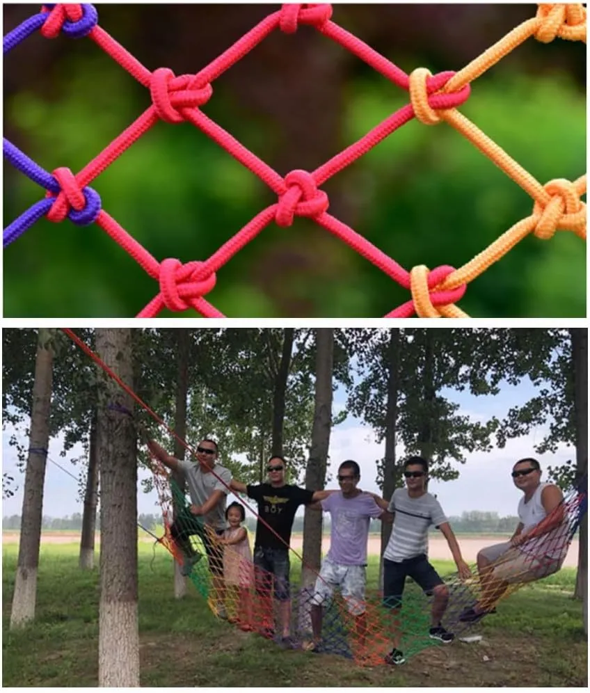 GZHERVICES Playground Safety Net - Heavy Duty Climbing Cargo Net for Kids, Outdoor Multicolored Net for Treehouse, Backyard, Jungle Gym & Swingset | Durable Polyester Rope Ladder(2x2.5m)