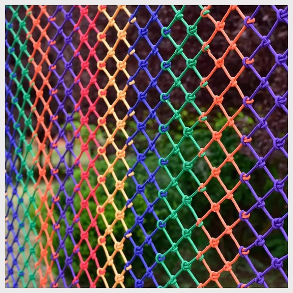 GZHERVICES Playground Safety Net - Heavy Duty Climbing Cargo Net for Kids, Outdoor Multicolored Net for Treehouse, Backyard, Jungle Gym & Swingset | Durable Polyester Rope Ladder(2x2.5m)