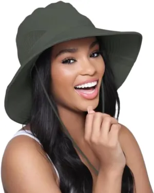 Hairbrella Stylish Waterproof Satin Lined Sun Hat, UV Protection, Wide Brim Beach Hat, Adjustable Fit and Breathable Design