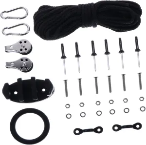HANABASS 1Set Kayak Anchor Trolley System with Pad Eye and Pulley for Canoe Tie Down Accessories Removable Dock Rope for Secure Anchoring and Rigging