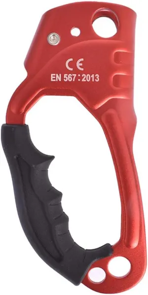 Hand Ascender Al-Mg Alloy Mountaineering Rock Ergonomic Rappelling Gear Equipment Ascender Arborist Tree Rigging(Right and Red) for 3"-5" Rope