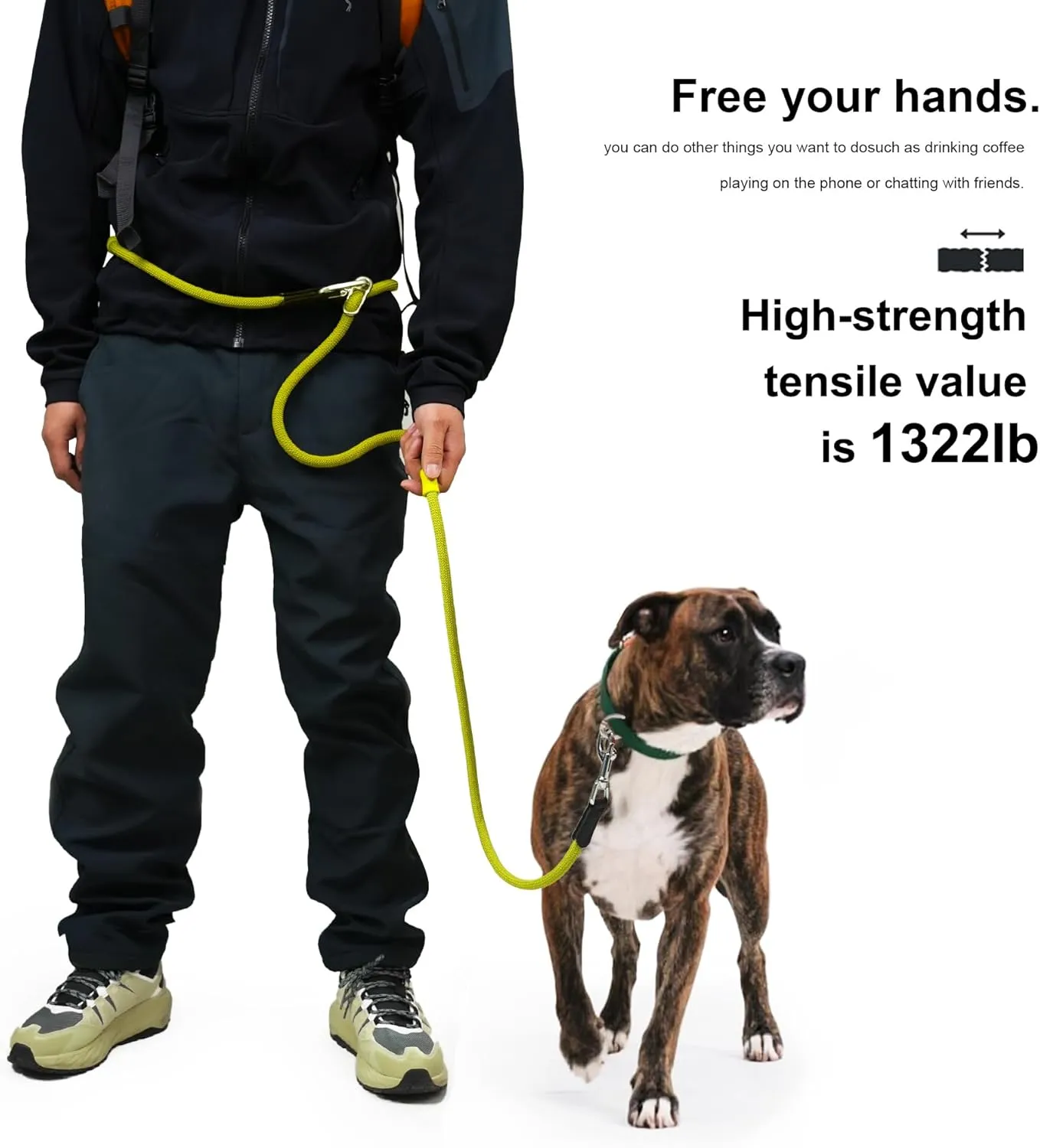 Hand Free Dog Leash,Shoulder Dog Leash,Adjustable Belt with Double Handle,The Perfect Choice for Running and Walking Dogs,Suitable for Small,Medium and Large Slip Leads for dogs7.8FT(Green)