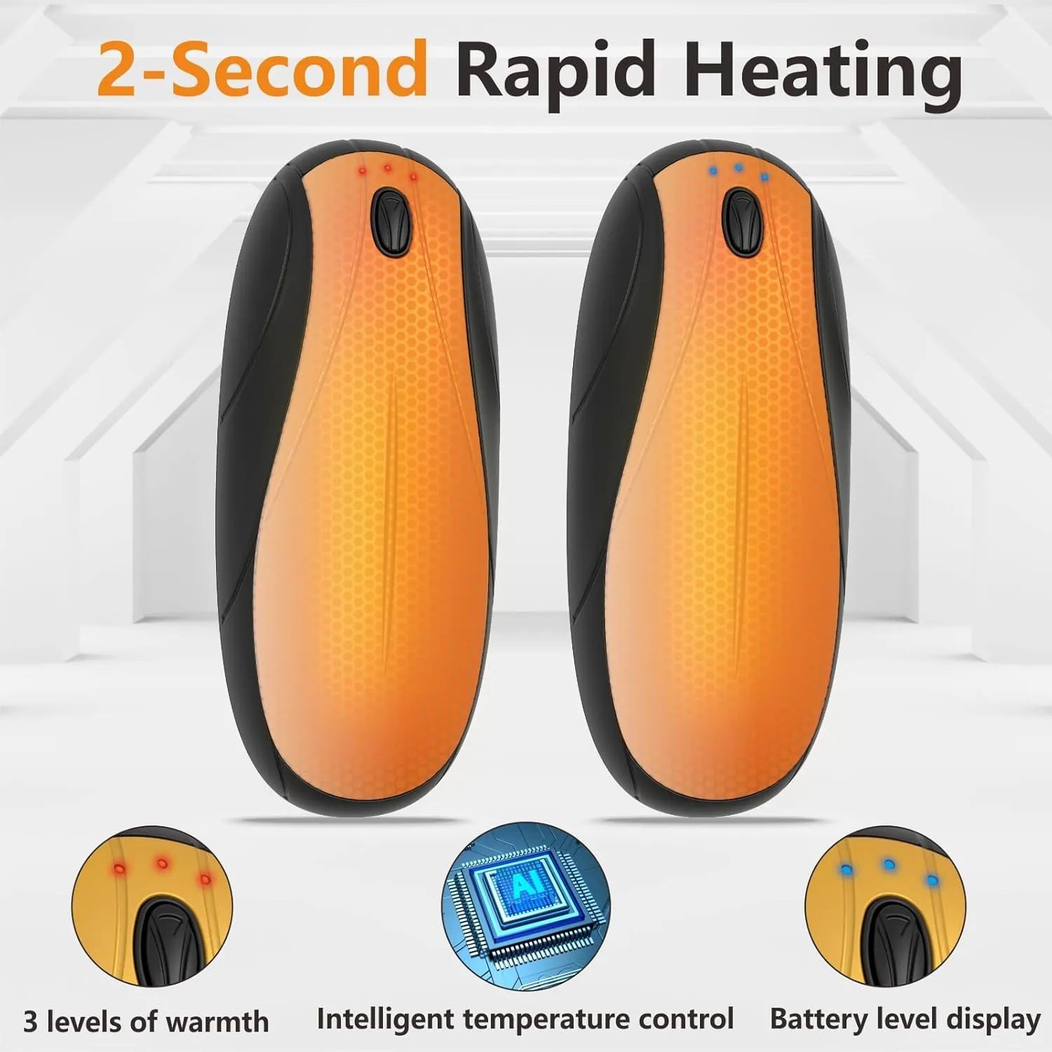 Hand Warmers Rechargeable 2 Pack, 14000mAh Electric Hand Warmers with Charging Case, Quick Charge Portable Heater,Gifts for Christmas, Winter, Outdoor, Camping, Hunting Accessories
