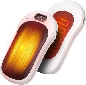 Hand Warmers Rechargeable,2 Pack Double Sided Heating Warmer That Surrounds Warmth for Palm and Fingers,Magnetic Electric Handwarmers 10000mAh with Adjustable Temp,Winter Gifts for Men and Women