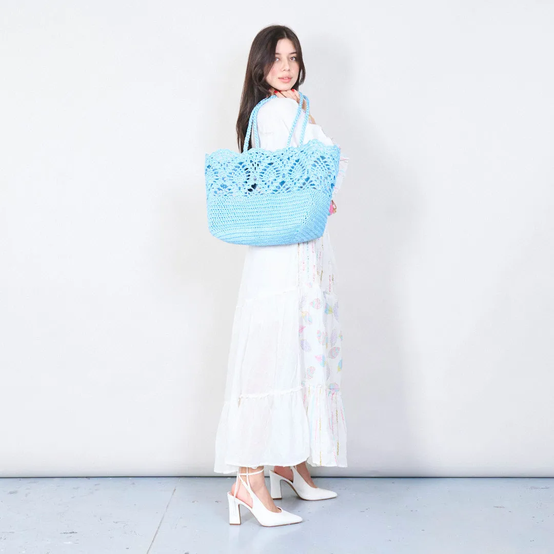 Handwoven crochet tote bag with lace pattern wholesale